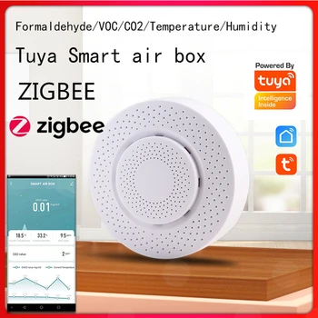 Zigbee/Tuya WIFI Smart Air Box Oxidu Uhličitého Detektor Plynu CO2 Snímač Formaldehyd VOC Teploty Vlhkosti Snímač App Control