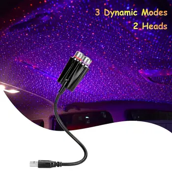 Dual Color Aktivované Zvukom LED Hviezdne Nebo Nočné Svetlo 5V USB Star Galaxy Lampa pre Automobilové Strechy, Interiér Atmosférou Okolia Projektor