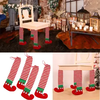 1Pair Vianočné Tabuľka Krytov Nôh Vianočné Stoličky Ponožky Tabuľky, Stoličky Nohu Kryty na Vianočný Dekor