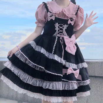 Japonský Lolita Dlho Puzdre Tričko S Odnímateľnými Rukávmi Dievča Baby Doll Lístkového Rukáv Peter Pan Golier Košele dámske Oblečenie