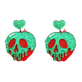 Módny trend lebky broskyňa srdce prívesok náušnice pre ženy Zelená Červená Halloween Kúzlo Akryl Náušnice Luxusné šperky veľkoobchod
