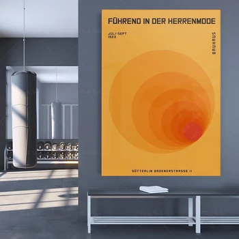 Bauhaus výstava, plagát, Ročník Bauhaus design art print, Minimalistický Nordic orange umelecké diela, priemyselné umenie