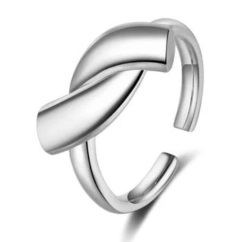 Jednoduché 925 Sterling Silver Ring Pre Ženy, Dievčatá Módne Geometrie Krúžok Nastaviteľná Veľkosť