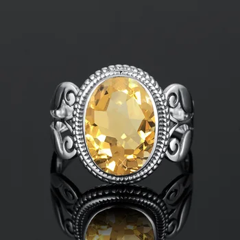 Redwood Žltá Citrine Prstene Pre Ženy Boho 925 sterling silver Ring drahých kameňov, Ručné Svadobné Šperky, Zásnubné Poslať Darček
