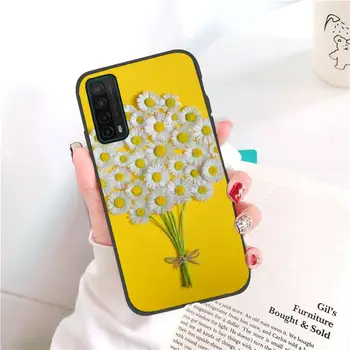 Umenie Kvetinový Daisy Telefón puzdro Na Huawei Honor 8X 9 Lite Zobraziť 10 Život 10i 20i Pre Mate 20 30 Lite 40 Pro Čierny Kryt