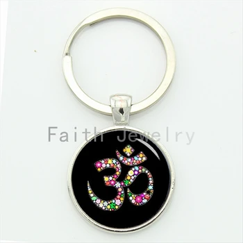 Om Ohm Aum Namaste Jogy Symbol zadajte reťazec očarujúce svetlé farebné om logo keychain celkom v Indickom štýle ženy šperky darček KC481