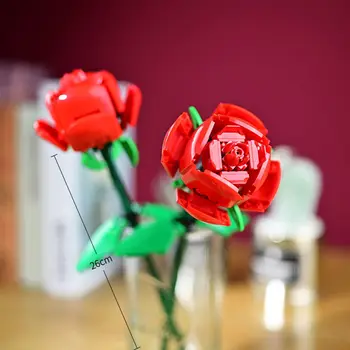 2 Romantické Ruže Kytice DIY Stavebné Bloky Domov, Kytice, Dekorácie, Ručne montované Budovy Blokov Dievča, Darčeky, Hračky pre Deti