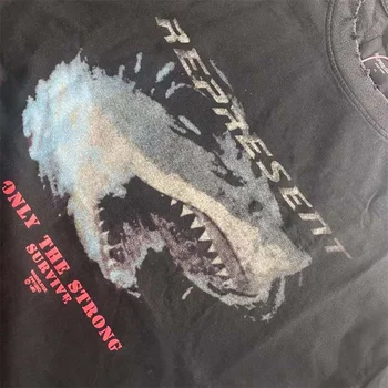 Vintage Predstavujú Motocykel Ducha T-shirt Muži Ženy 1:1 Vysokej Kvality Shark Grafické Predstavujú T-tričko Prať Tričko Krátky Rukáv