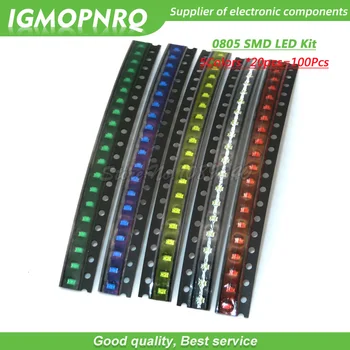 5Colors *20pcs=100ks/Veľa 0805 SMD LED Súprava Biela Červená Žltá Zelená Modrá Light Emitting Diode nastaviť IGMOPNRQ