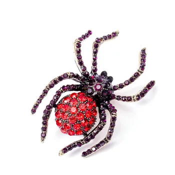 Retro Červená Drahokamu Spider Retro Brošne Luxusné Crystal Brošňa Pre Ženy Osobné Oblečenie Corsage Módne Šperky