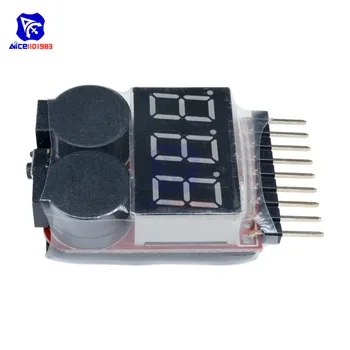2 v 1 Li-ion RC Lipo Batérie Alarm Nízkeho Napätia 1S-8S Bzučiak Indikátor Checker Tester LED Displej Doske Modulu