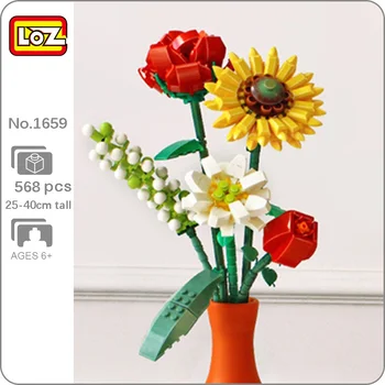 LOZ 1659 Večný Kvetu Rastlín Slnečnice Ruže Šafran Hypericum 3D Model DIY Mini Kvádre, Tehly, Budova Hračka pre Deti, žiadne Okno