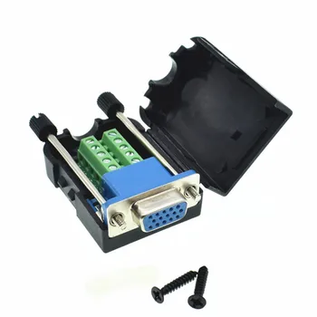 15 pin DB15 Muž Adaptér Konektor D-SUB VGA Terminál s Plastovým Krytom 3+6 Dátový Kábel