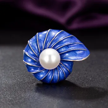 Zlxgirl šperky, Móda, Japonských a kórejských drip olejové farby conch tvar brošňa odevné doplnky imitácia perly šatku kolíky