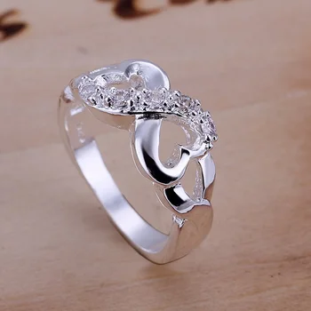 Krásne čaro, Strieborná farba crystal, Prstene Pre ženy lady svadobné srdce dizajn Šperky celkom pekné darčeky, doprava Zdarma R049