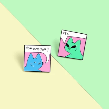 Emotikon Meme Smalt Pin Vtipné Mačku Kovové Brošne Taška Klopě Pin Cartoon Zvierat Odznak Šperky, Darček pre Priateľov 2021 Veľkoobchod