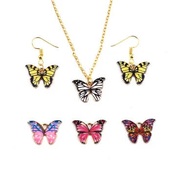 Doreen Box Multicolor Hmyzu Charms Motýľ Zvierat Smalt Ženy DIY Prívesky, Náušnice, Náhrdelník Strany Šperky Zistenia,10PCs