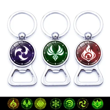 Svetelná Hra Genshin Vplyv Otvárač Keychain Príslušenstvo Svietiť V Tme Oko Boha Genshin Anime Keychain Krúžok na Darček