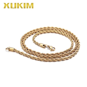 XCN214 Xukim Šperky titánové ocele zlatá farba hip hop konope Reťazca mužov fasion náhrdelník ženy 2019 new horúce darček