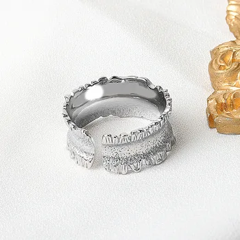QMCOCO kórejský INY Štýl 925 Silver Klasický Elegantný Dizajn Čipky Vlna Geometrie Krúžok Pre Ženy Móda Jedinečný Nepravidelný Jemné Šperky