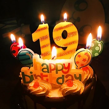 Narodeniny digitálne sviečka 0-9 baby party oslavy tortu ozdobenú happy birthday so žltým zlatom digitálny číslo sviečka