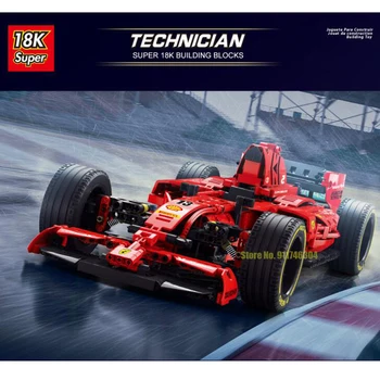 1:8 Červených F1 Formula One Super Rýchlosť Šport Pretekárske Auto S Motorom Model Stavebné Bloky Moc Tehly Nastaviť Darčeky, Hračky