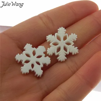 Julie Wang 20PCS Duté Biely Lesk Živice Snowflake Vianočný Stromček, Dekorácie, Ozdoby Súkromné Telefónne Prípade Dizajn Hľadanie