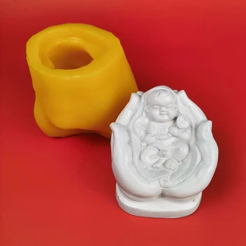 PRZY Silikónové Vonné Sviečky Formy 3D Poklad v Palm Buddha Dieťa Fondant Plesne Čokoláda Pečenie Formy Mydlo Formy Ručné