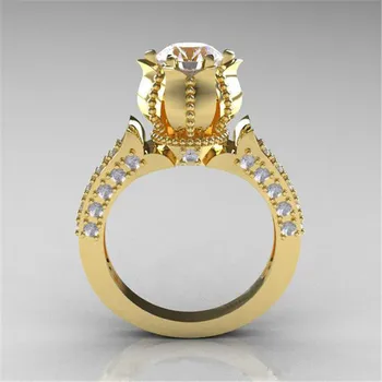 LETAPI Biela CZ Kameň Zlatá Farba Kvetu Listy Prst Prstene pre Ženy Valentína Darček Šperky Hot Predaj