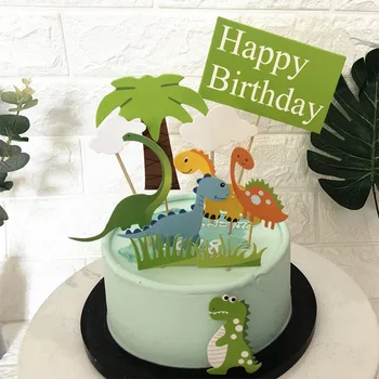 Jungle Party Dekorácie Dinosaura Balóny Tortu Vňaťou Cupcake Wrapper Liečiť Deti Birthday Banner Narodeninovej Party Dodávky