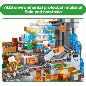 Môj Svet Stavebné Bloky Kompatibilné LegoINGLYS Minecrafted Mini Horskej Jaskyni Údaje Modul Tehly Hračky Pre Deti,