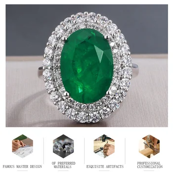 Horúce Oválne Emerald Paraiba Ruby Veľký Kruh Pre Ženy, Svadobné Party Večerné Šaty Retro Drahokam Masívne Zirkón Okolo Jemné Šperky