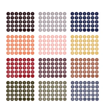 Priesvitné Farby, Okrúhle Číslo nálepky-Nálepky Programu 365 Dní DIY Strane Účtu, Dekorácie, samolepiace Papierové Vzdelávania kancelárske potreby