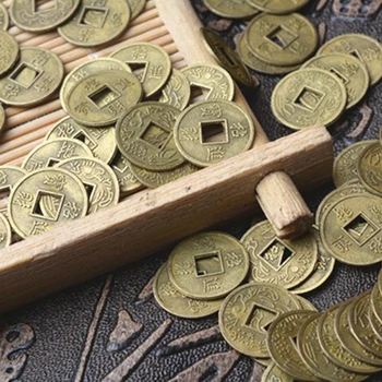 100ks Čínske Feng Shui Šťastie-Ťing/Staroveké Mince Stanovené Vzdelávacie Desať Cisárov Starožitností, Šťastie, Peniaze, Mince Šťastie, Šťastie, Bohatstvo