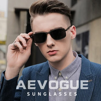 AEVOGUE slnečné Okuliare Mužov 2020 Námestie Retro Polarizované Nit Kovový Rám Dizajn Značky Slnečné okuliare UV400 AE0760