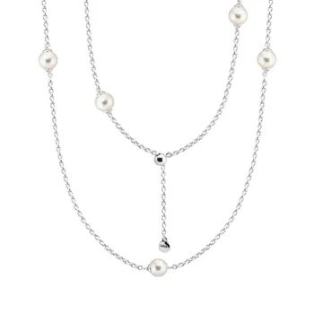 Svetelný Elegantná Kvapôčky 925 Sterling Silver Chain Náhrdelníky pre Ženy Biela Crystal Pearl Collier Vyhlásenie Šperky, Náhrdelníky